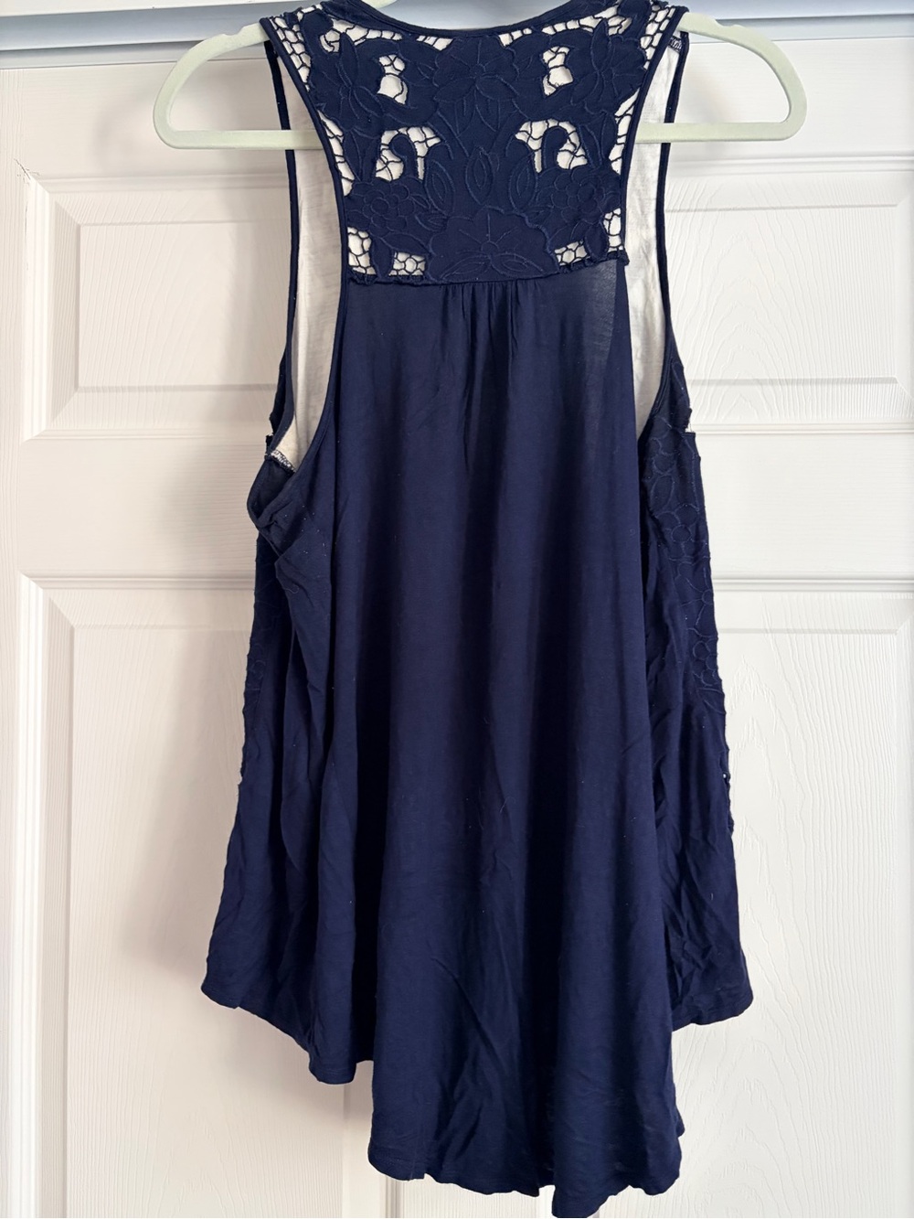 Anthro Navy Lace Overlay Sleeveless Tank Top - Picture 6 of 6